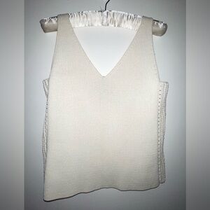 Bailey/44 Cropped Sweater Knit Tank Crochet Sides V-Neck Cream Women Size Small